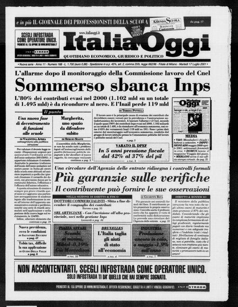 Italia oggi : quotidiano di economia finanza e politica